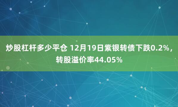 炒股杠杆多少平仓 12月19日紫银转债下跌0.2%，转股溢价率44.05%