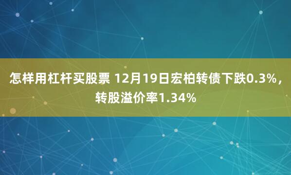 怎样用杠杆买股票 12月19日宏柏转债下跌0.3%，转股溢价率1.34%