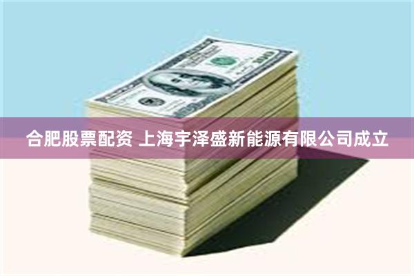 合肥股票配资 上海宇泽盛新能源有限公司成立