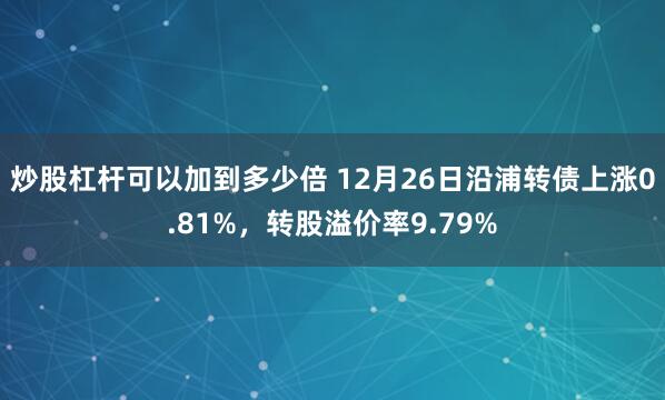 炒股杠杆可以加到多少倍 12月26日沿浦转债上涨0.81%，转股溢价率9.79%