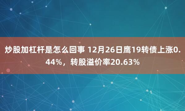 炒股加杠杆是怎么回事 12月26日鹰19转债上涨0.44%，转股溢价率20.63%