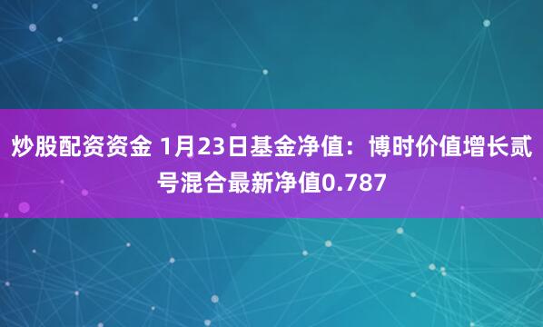 炒股配资资金 1月23日基金净值：博时价值增长贰号混合最新净值0.787